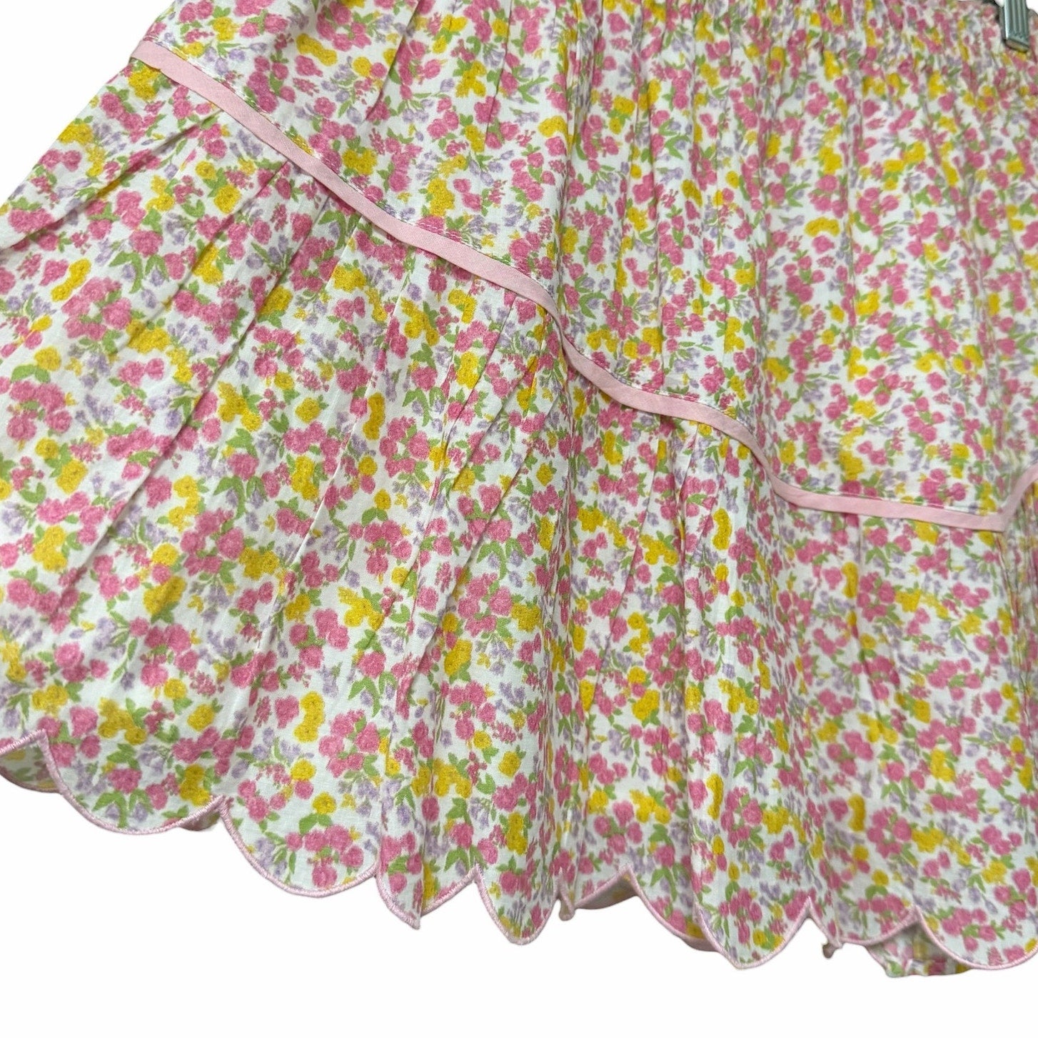 LoveShackFancy Memphis Mini Skirt Dainty Floral Print Pure Cotton Womens Small