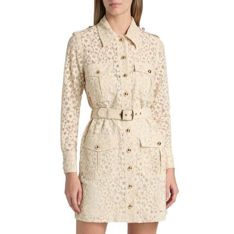 NWT Zimmermann Hypnotic Lace Belted Mini Utility Shirt Dress Cream AUS 0 / US 4
