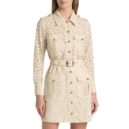 NWT Zimmermann Hypnotic Lace Belted Mini Utility Shirt Dress Cream AUS 0 / US 4