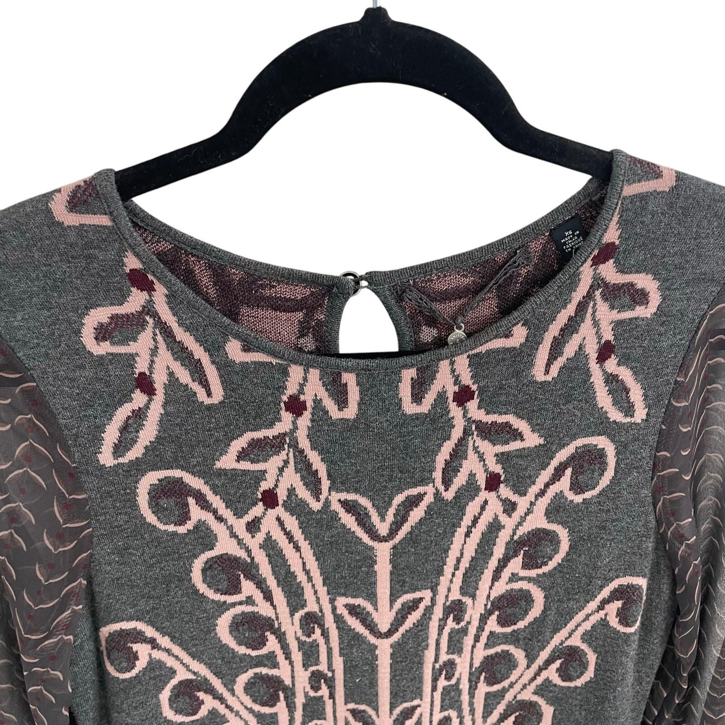 NWT Anthropologie Knitted & Knotted Saone Sweater Dress Grey Motif Womens XS