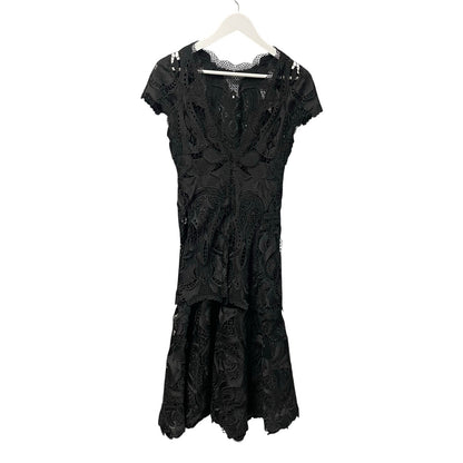 NWT Simkhai Signature Laura Lace Midi Dress Black Womens 2