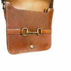 Freedman Large Snaffle Bit Shoulder Bag Chesnut Brown Glazed Leather Equestrian