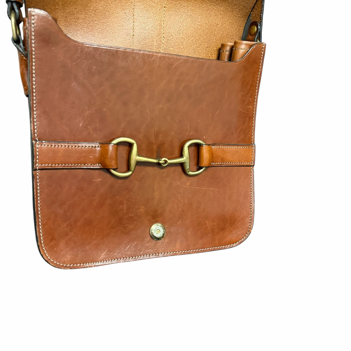 Freedman Large Snaffle Bit Shoulder Bag Chesnut Brown Glazed Leather Equestrian