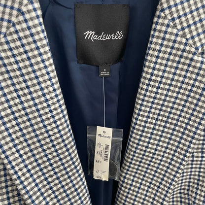 NWT Madewell The Kline Blazer Black Blue White Houndstooth Plaid Womens 0