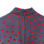 NWT Saloni Jacqui B Dress Navy Bright Rouge Polka Dot Womens Size 2