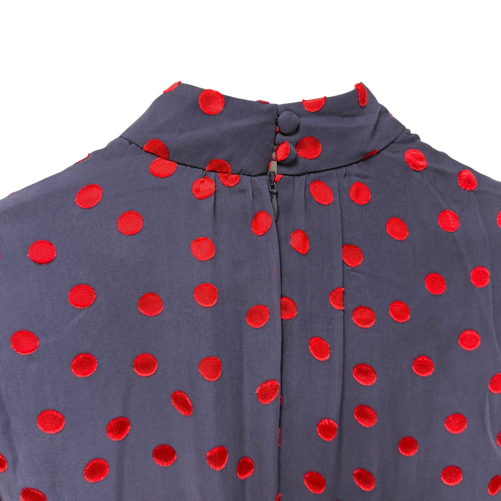 NWT Saloni Jacqui B Dress Navy Bright Rouge Polka Dot Womens Size 2