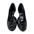 Vintage Givenchy Black Leather Flower Closed Toe Womens 36.5 / US 6.5 AS IS
