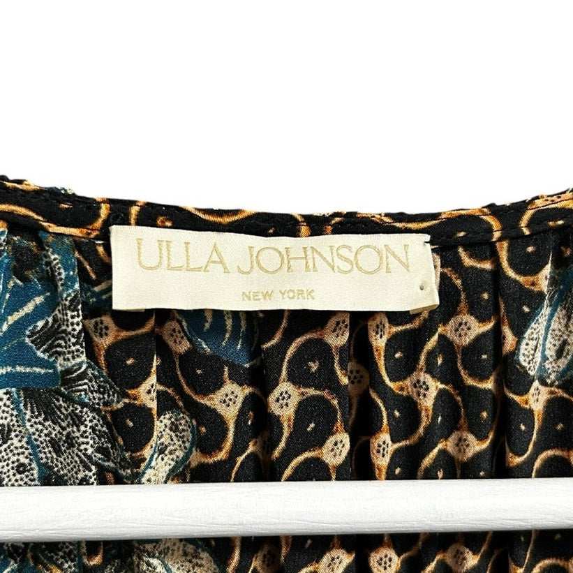 Ulla Johnson Gerbera Floral Print Long Puff Sleeve Oni Silk Mini Dress Womens 6