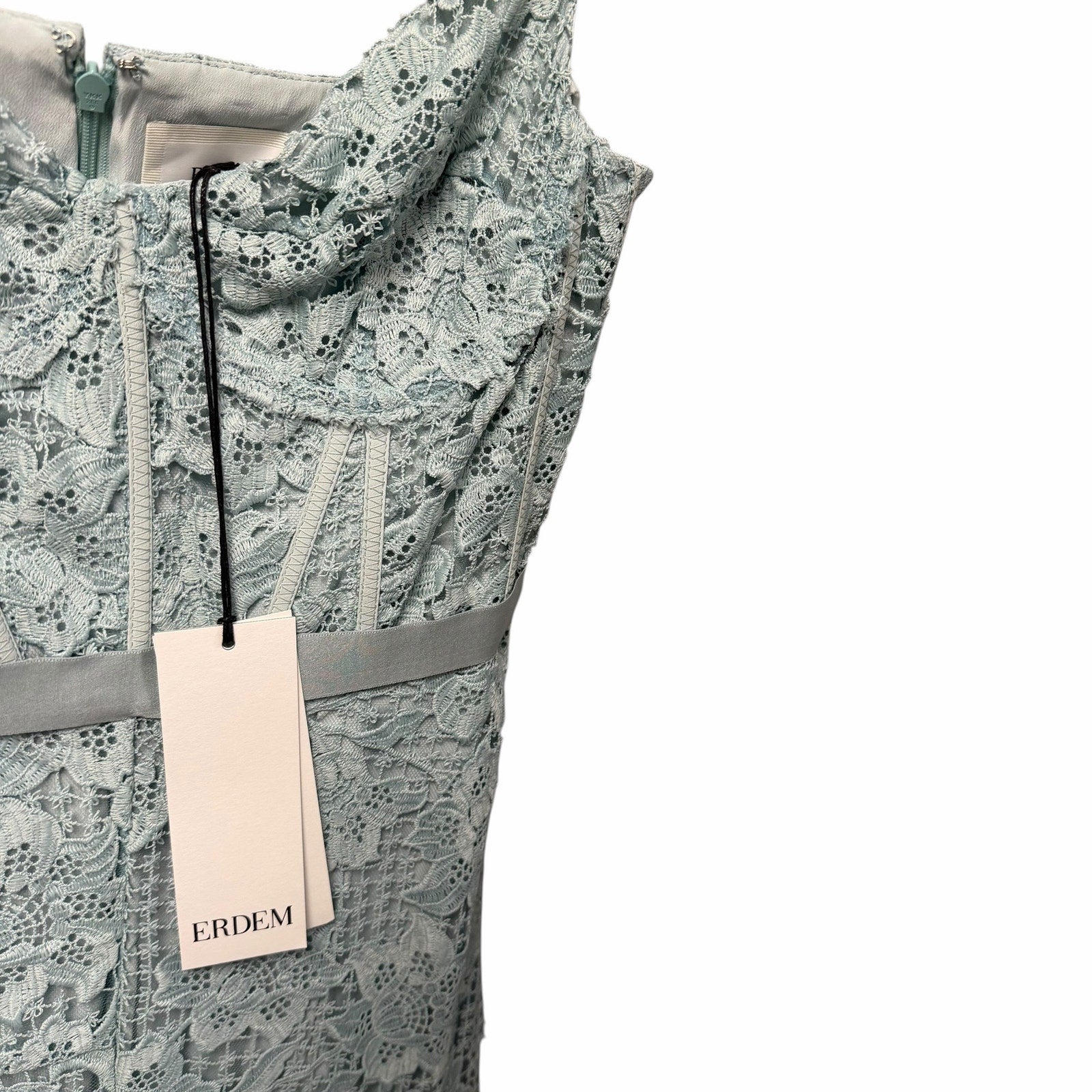 NWT Erdem Melora Asymmetric Lace Midi Dress Sky Blue US 4 *Worn by Taylor Swift*