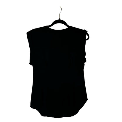 Veronica Beard Black Sleeveless Lace Inset Silk Button Up Top Womens 6