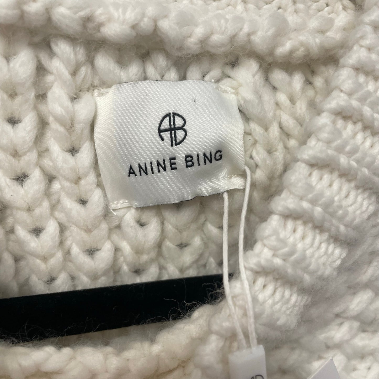 NWT Anine Bing Puff Sleeve Crewneck Brittany Sweater in White Textured Knit XS