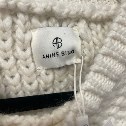 NWT Anine Bing Puff Sleeve Crewneck Brittany Sweater in White Textured Knit XS
