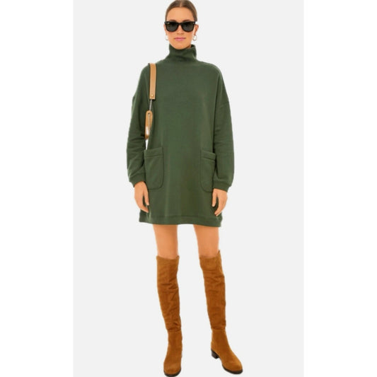 Pomander Place Forest Green Porter Sweatshirt Turtleneck Mini Dress Womens Small