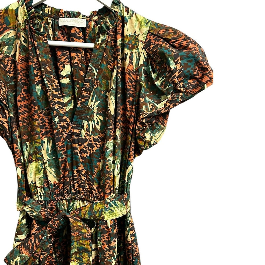 Ulla Johnson Prism Floral Print Puff Sleeve Self Tie Ottilie Midi Dress Womens 6