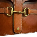Freedman Large Snaffle Bit Shoulder Bag Chesnut Brown Glazed Leather Equestrian