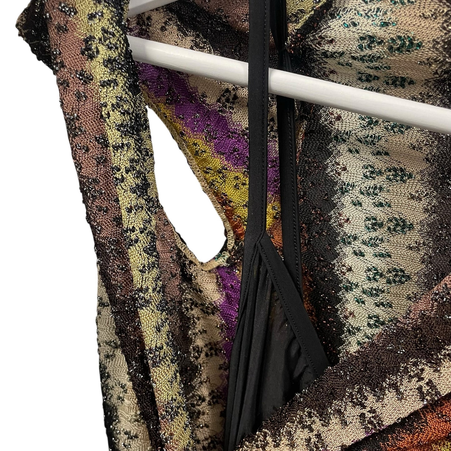 NWT Missoni Stripe Twist Front Raschel Mesh Maxi Dress Multicolor IT 36 / US 0