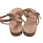 Chanel Blush Pink Interlocking CC Logo Leather T-Strap Sandals Womens 39 / US 9