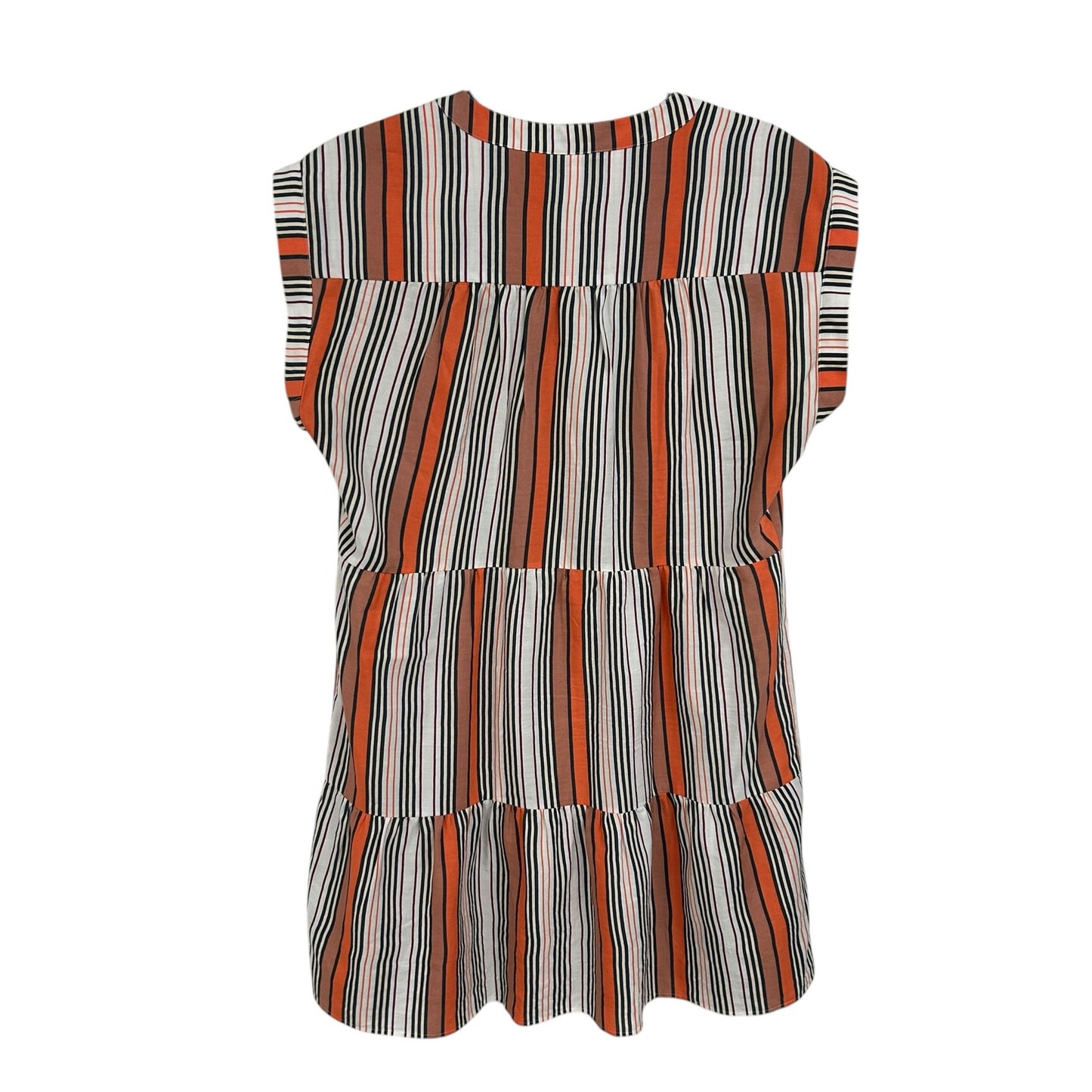 Marie Oliver Lachlan Silk Blend Tiered Mini Dress in Orange Stripe Womens Small
