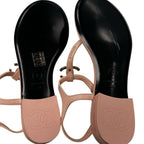 Chanel Blush Pink Interlocking CC Logo Leather T-Strap Sandals Womens 39 / US 9