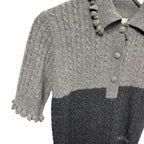 NWT Chloe Short Sleeve Polo Sweater Wool Cashmere Confident Grey Size Small