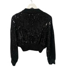 Alexandre Vauthier Black Sequined Knit Jacket Full Zip Cropped Womens Size XS
