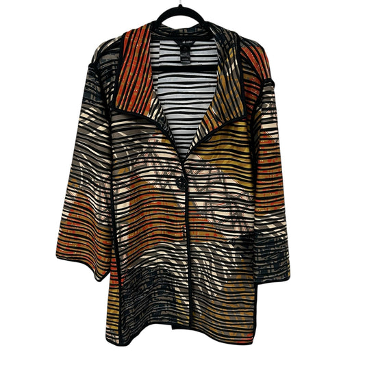 Ali Miles Orange Red Black Textured Single Button Closure Jacket Womens Size 3X