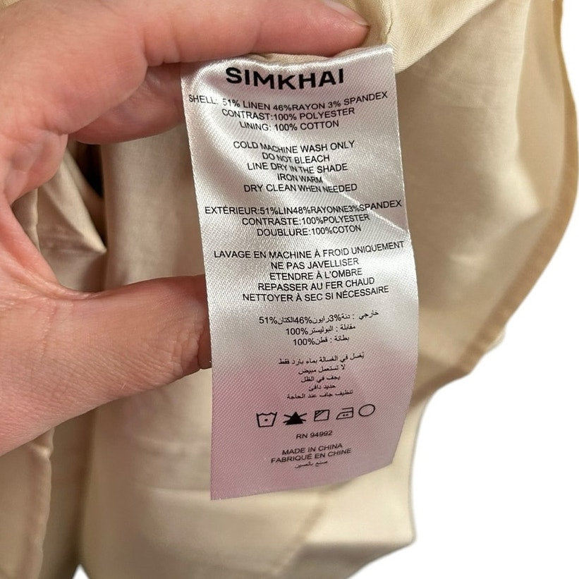 NWT Simkhai Sand Tan White Sundae Linen Blend Flare Mini Dress Womens 2