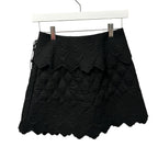 NWT Ulla Johnson Noir Black Taryn Quilted Scallop Mini Wrap Skirt Womens 0