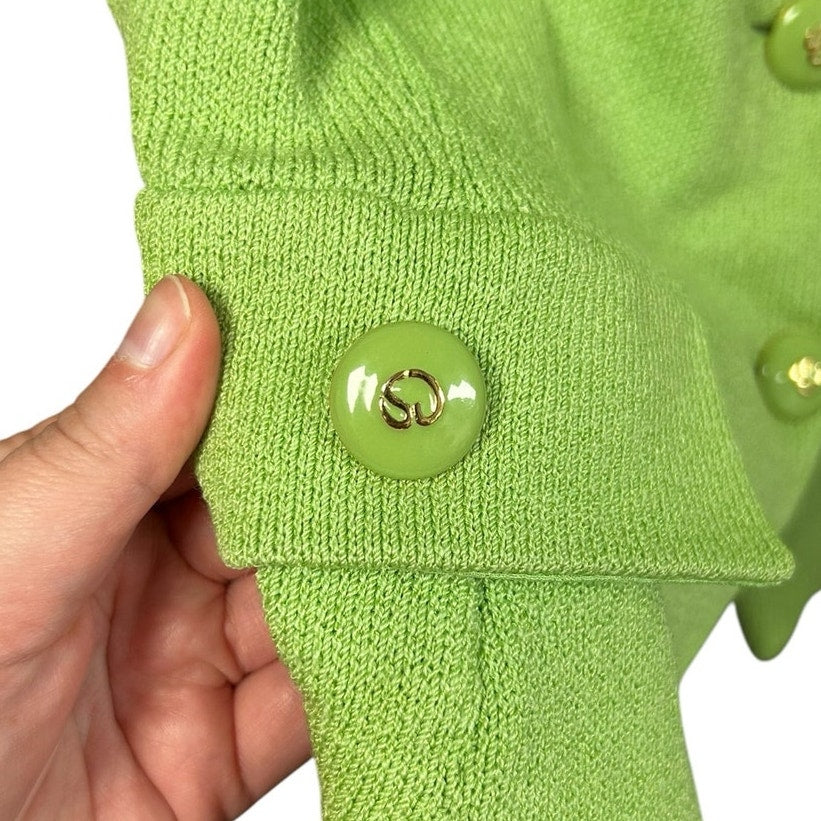 Vintage St. John Collection by Marie Gray Lime Green Short Sleeve Knit Jacket 8