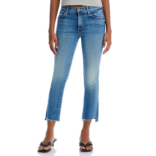 Mother Juicin’ The Insider Crop Step Fray Cotton Blend Denim Jeans Womens 23 / 0