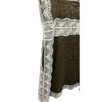 STAUD Green White Lace Trim Amalina Linen Sleeveless Mini Dress Size 2 Romantic