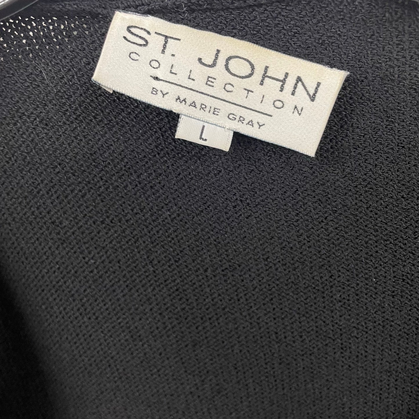 St. John Collection by Marie Gray Short Sleeve Santana Knit Cardigan Black Large