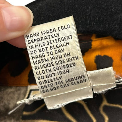 Vintage Diane Gilman 100% Silk Mixed Print Sequin Embellished Tunic Womens 1X