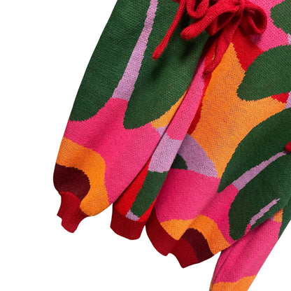 Farm Rio x Anthropologie Cold Shoulder Crew Sweater Multicolor Knit Womens Small