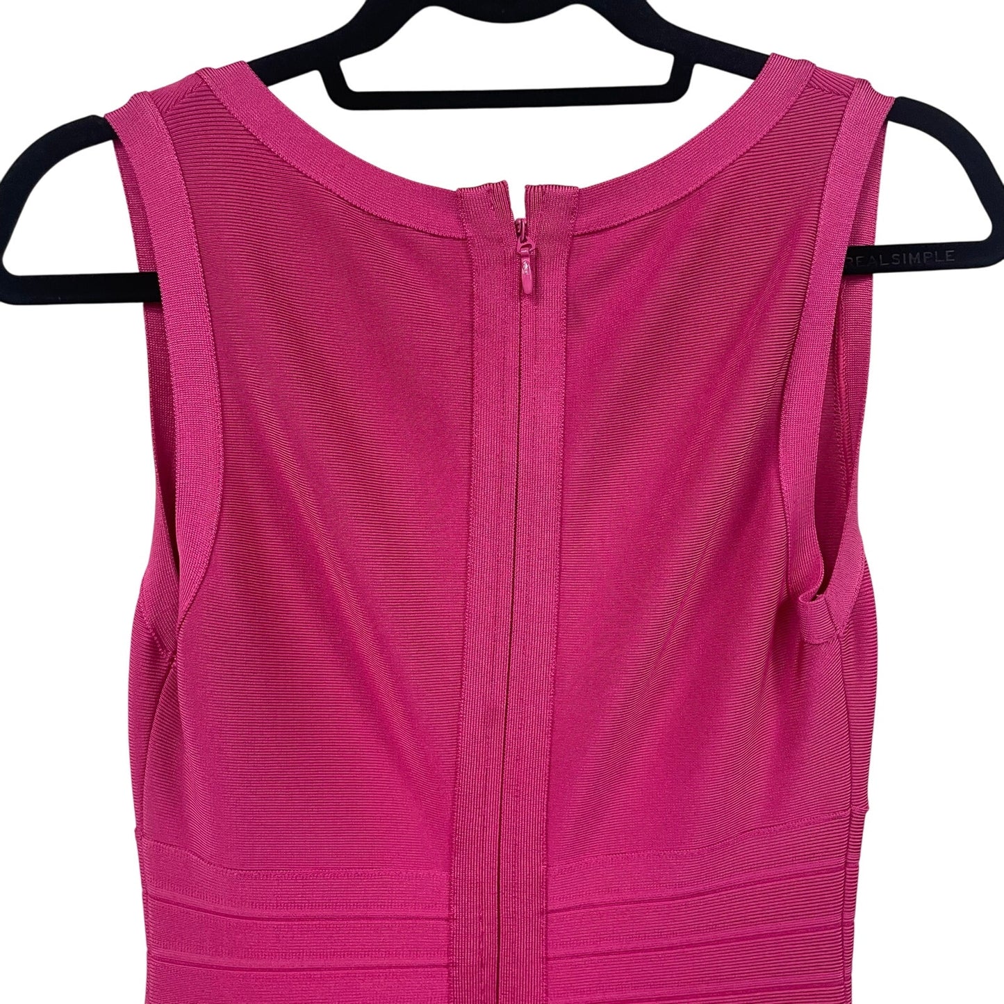 Herve Leger Paris Sleeveless Fit and Flare Scoop Neck Bandage Dress Pink Medium