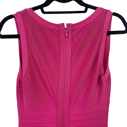 Herve Leger Paris Sleeveless Fit and Flare Scoop Neck Bandage Dress Pink Medium