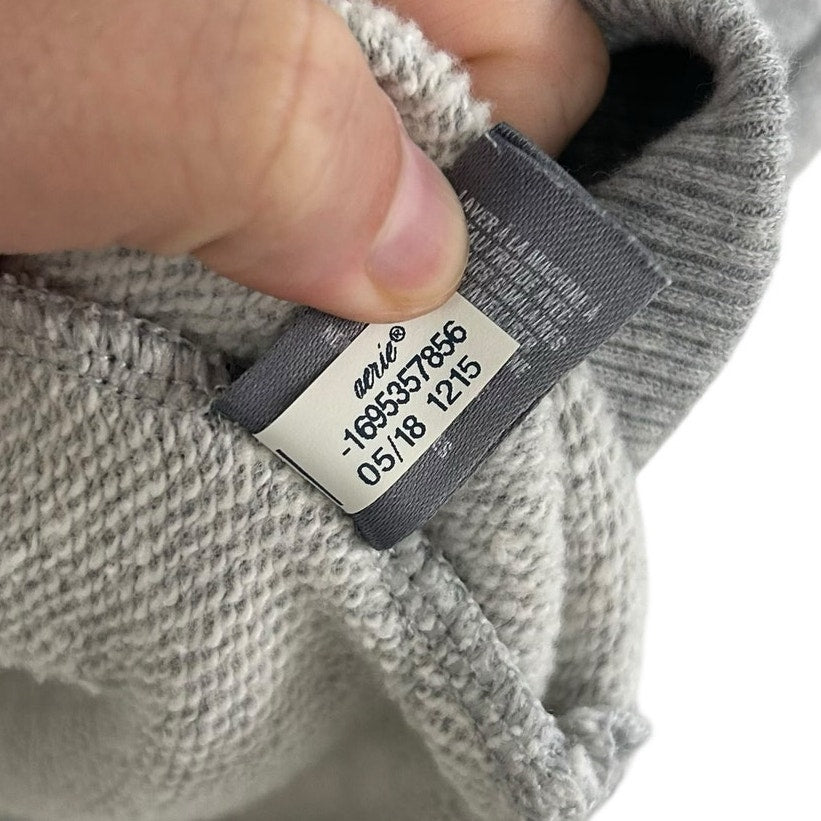 Aerie Gray Navy Maybe Later Cotton Blend Pullover Crewneck Sweatshirt Womens XS