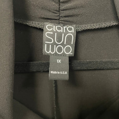 Clara Sun Woo 3/4 Ruched Sleeve Spandex Blend Black Dress Womens Plus Size 1X