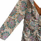 Veronica Beard Lozano Ruched Printed Silk Blend Crepe Mini Dress Womens 12