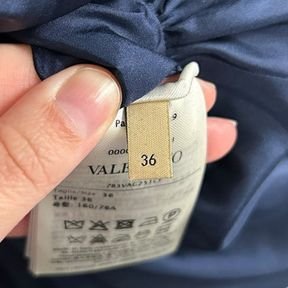 NWT Valentino Indigo Birch Crepe Couture Wool Silk Blend Dress Womens 36 / US 0