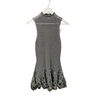 NWT Casablanca Silver Sequin Embellished Crochet Mirror Mini Dress Womens Small