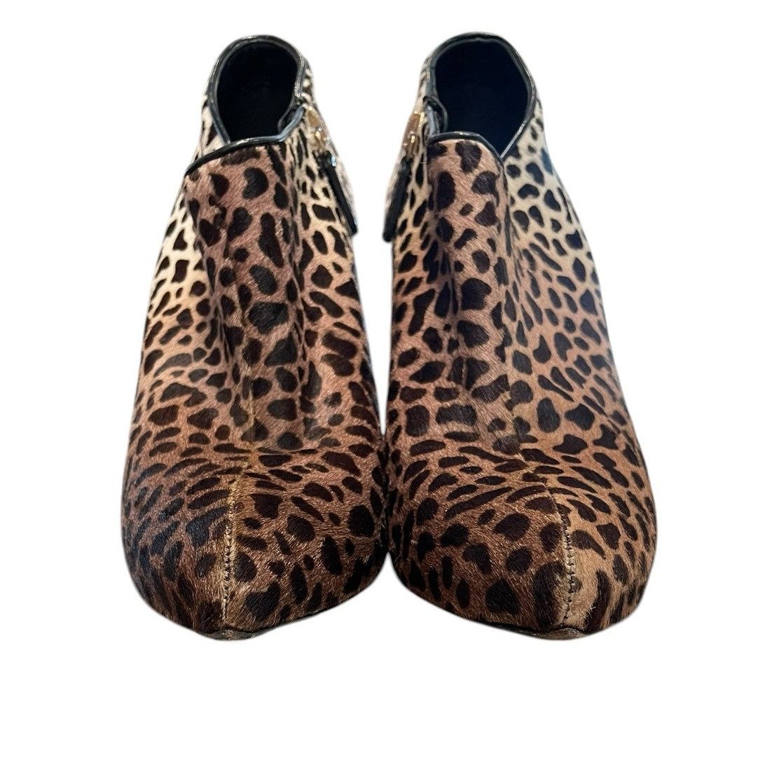 Gucci Paloma Leopard Print Pony Hair Heeled Bootie GG Logo Size 37.5 / US 7.5