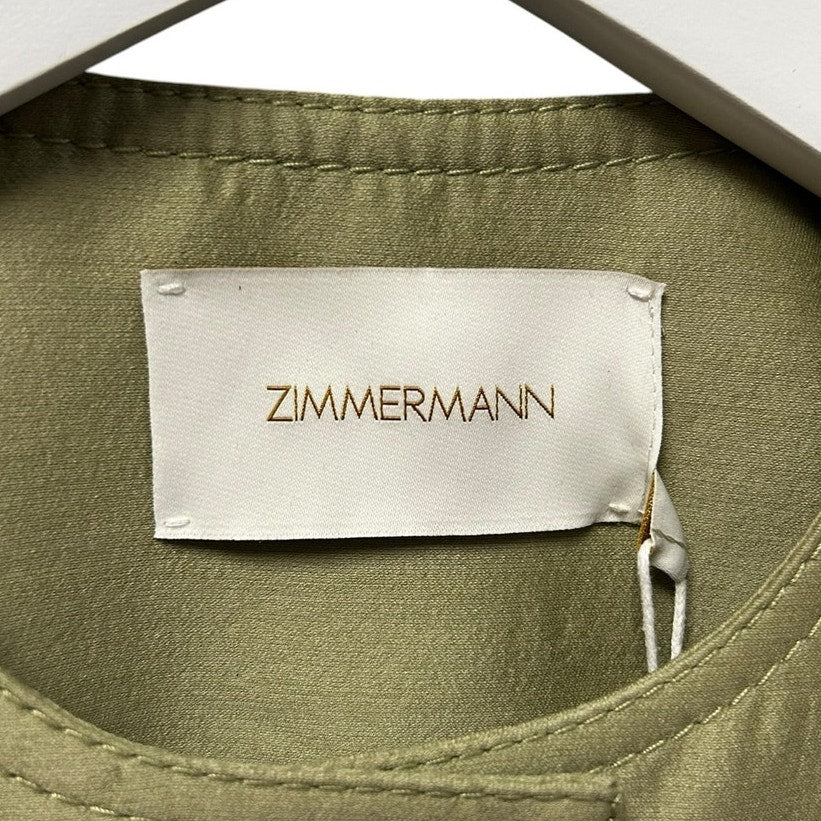 NWT Zimmermann Palm Green Luna Wool Silk Utility Sleeveless Vest Womens US 4