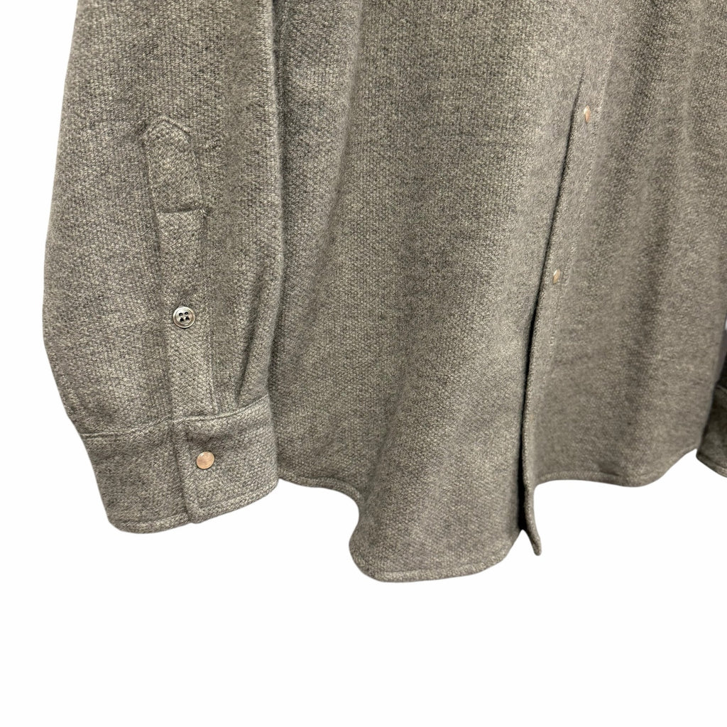 NWT God's True Cashmere Grey Cashmere Shirt Rose Quartz Snap Button Up Size XS