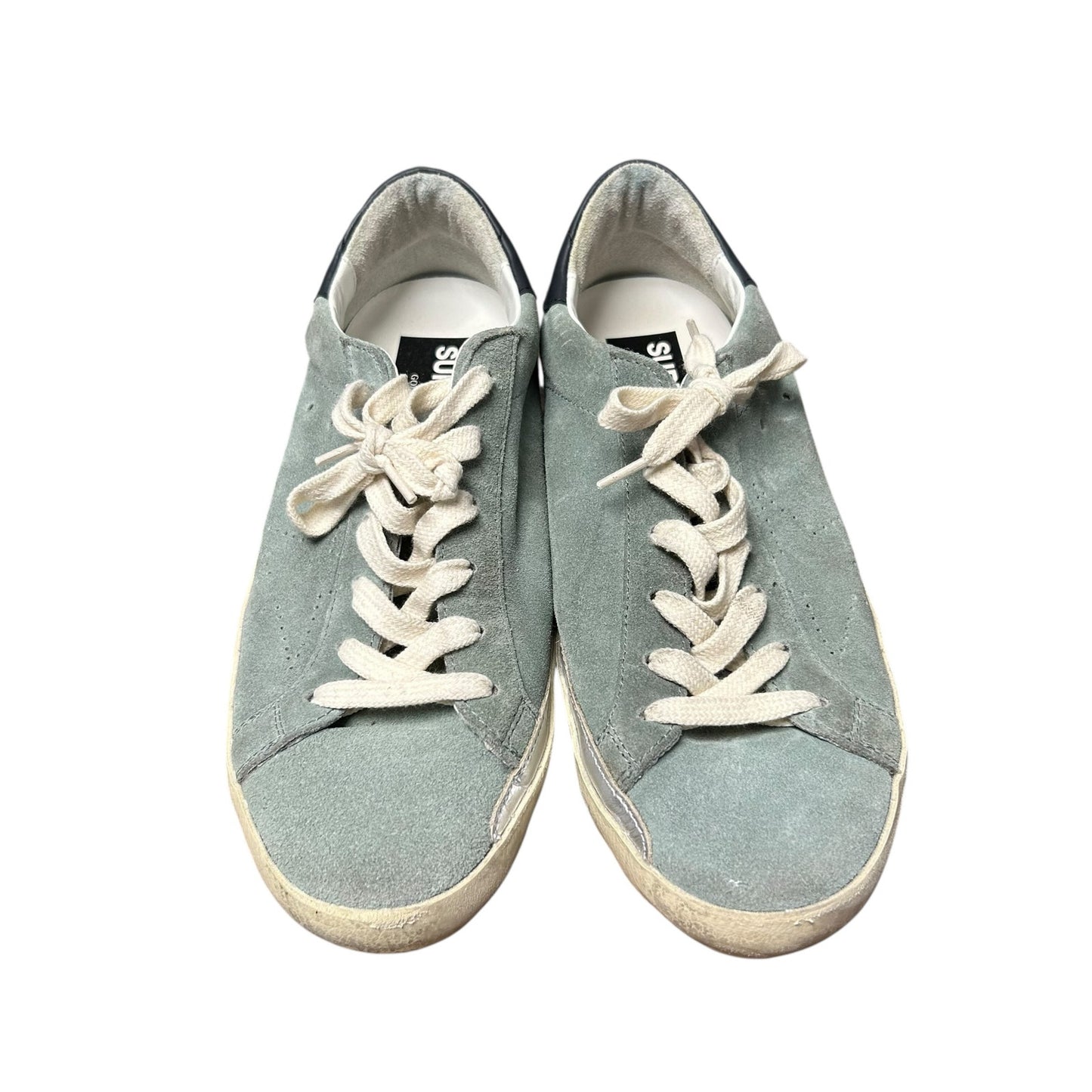 Golden Goose Green Blue Super Star Low Top Lace Up Sneakers Womens 39 / US 9