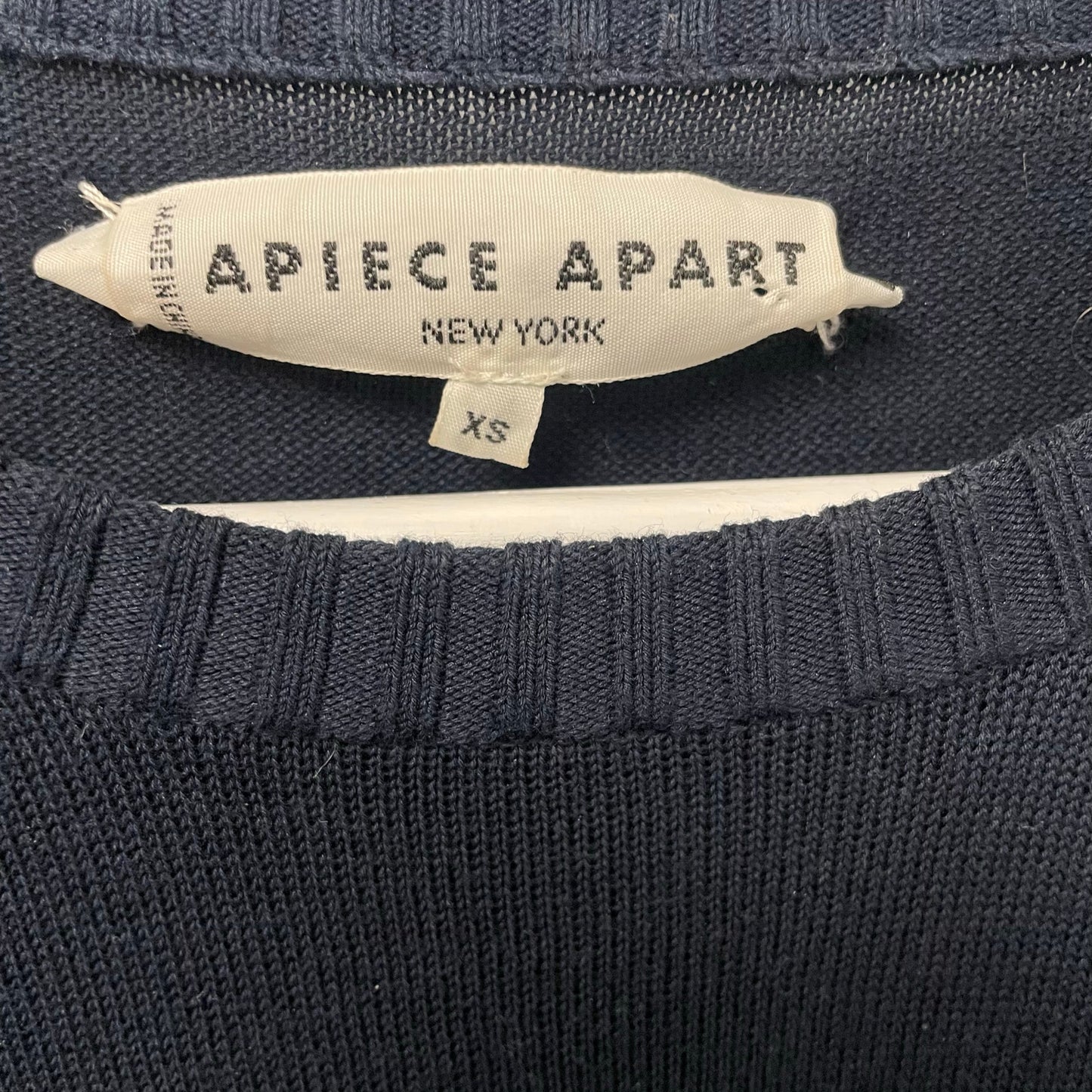 Apiece Apart Navy Ruffle Accent Knit Sweater Womens Size XS