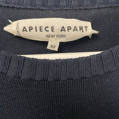 Apiece Apart Navy Ruffle Accent Knit Sweater Womens Size XS