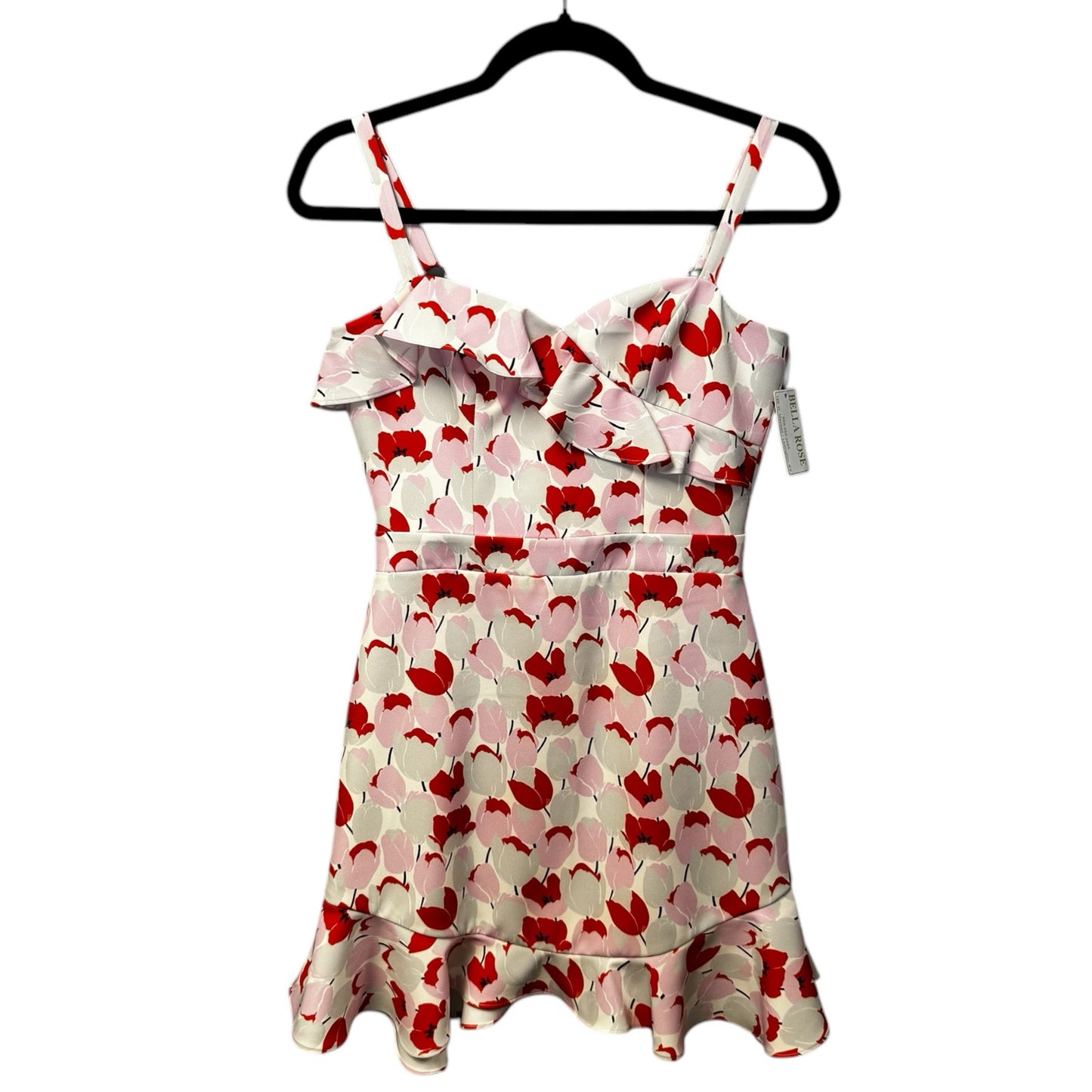 NWT Black Halo White Pink Tulip Print Sleeveless Zalda Mini Dress Womens 0