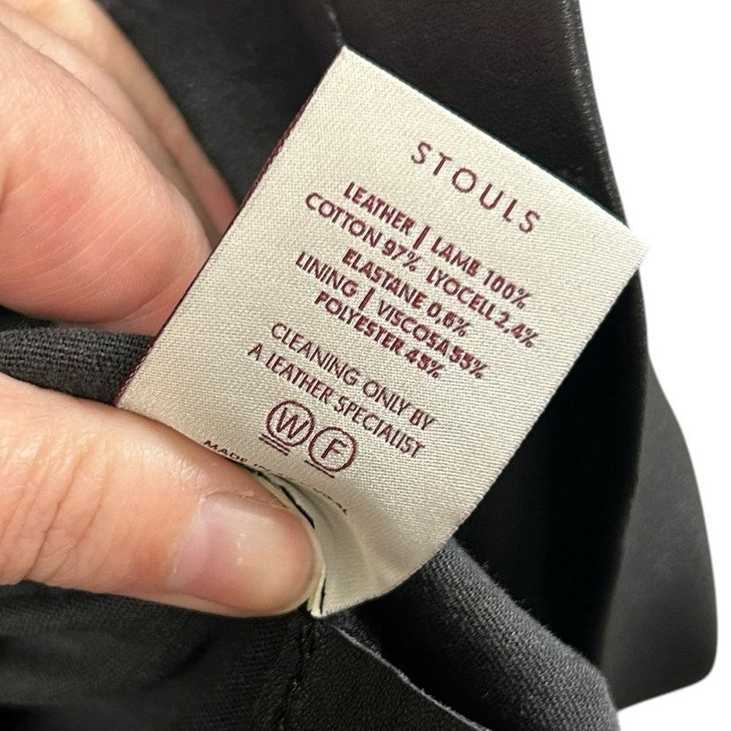 Stouls Paris Black Leon Utility Slim Fit Button Front Leather Jacket Womens XS