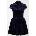 NWT Alaia Turtleneck Velvet Mini Dress Navy Womens FR 36 / US 4